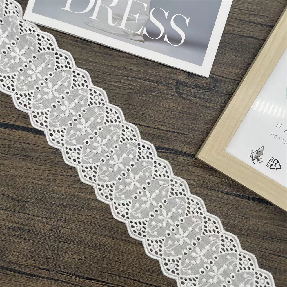 3794 Encaje bordado de algodón blanco de alta calidad para empalme de ropa, material decorativo, correa de hombro, accesorios de joyería