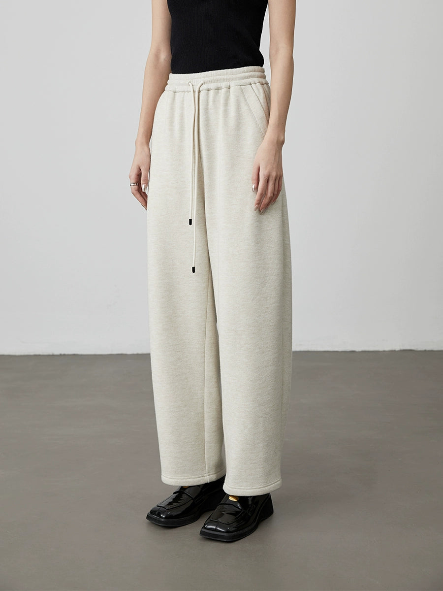 [Scimitar sweatpants] CAREMIND beige wide-leg casual pants autumn and winter straight sweatpants trousers children