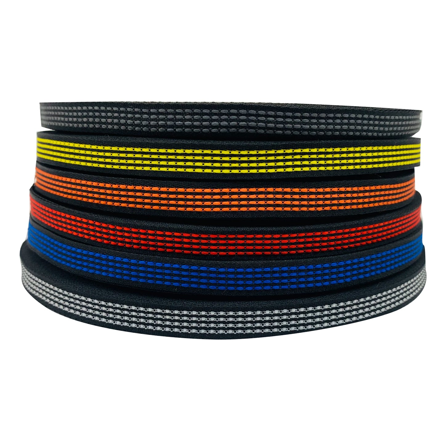 Cinta de punto de salto de 1 cm con rayas de color, cinta de ribete para ropa, cinta de prensado para bordes, cinta de jacquard, accesorios para ropa