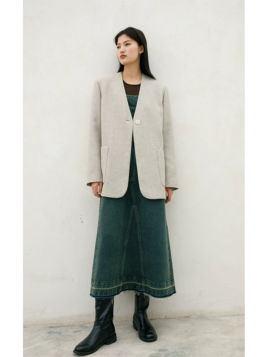 [Offre spéciale à durée limitée] Jupe à bretelles en jean rétro au design original, nouvelle jupe fine à extrémités fendues, petite, moyenne et longue