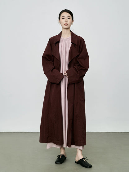 CAREMIND temperamento café rojo silueta minimalista antiarrugas gabardina abrigo largo estilo retro británico 