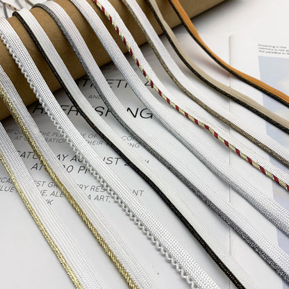 Cinta adhesiva de seda para niños, 1 cm, color dorado y plateado, para ribetes, ropa, textiles para el hogar, almohadas, etc.