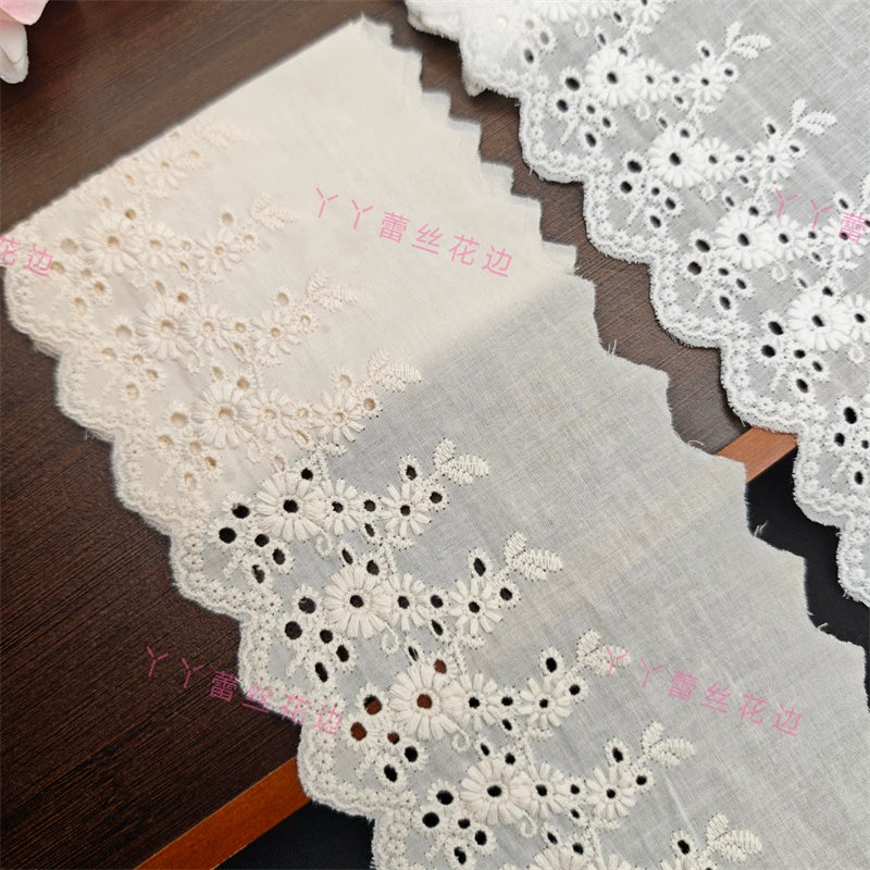 Accesorios de encaje bordado de algodón de 11 cm de ancho, hechos a mano, para faldas, escotes, cortinas, ropa de cama, materiales de decoración, 3782
