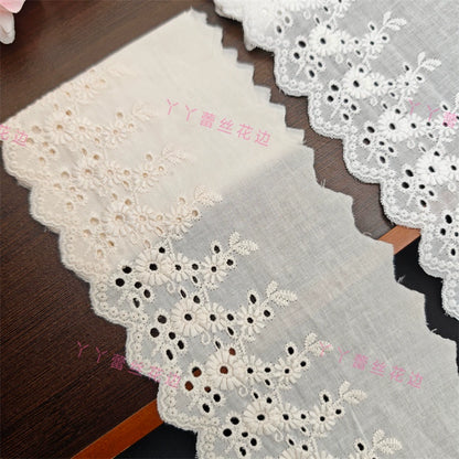 Accesorios de encaje bordado de algodón de 11 cm de ancho, hechos a mano, para faldas, escotes, cortinas, ropa de cama, materiales de decoración, 3782