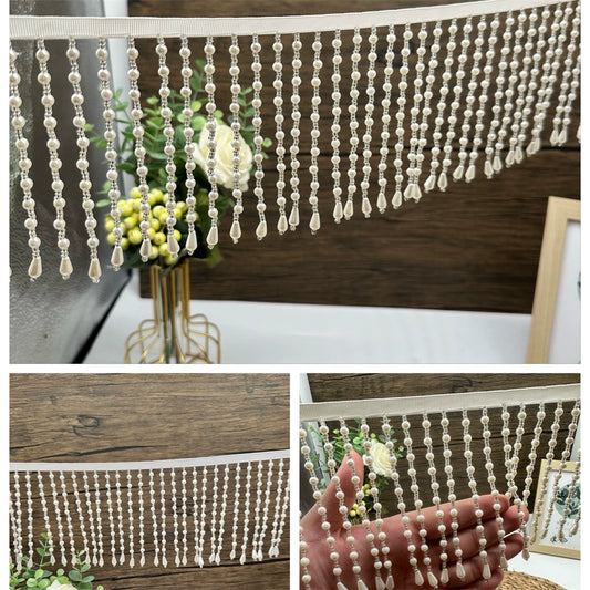 3706 Varios tipos, industria pesada, borlas de encaje con cuentas, borlas de perlas, falda DIY, cheongsam, cortina Hanfu, lámpara de escritorio, encaje decorativo