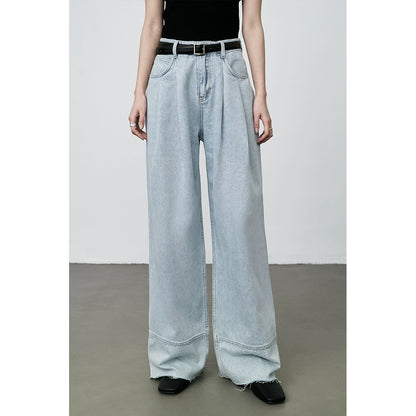 Pantalones vaqueros retro lavados de pierna ancha CAREMIND 2024 Pantalones ajustados de cintura alta y rectos para mujer 