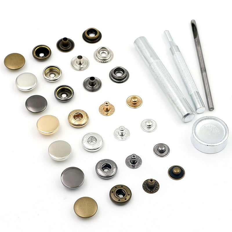 3407★  Denim jacket four-in-one button, button nailing tool, metal hidden button, invisible snap button for clothes, sub-mother button, snap button.