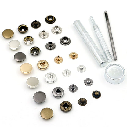 3407★  Denim jacket four-in-one button, button nailing tool, metal hidden button, invisible snap button for clothes, sub-mother button, snap button.