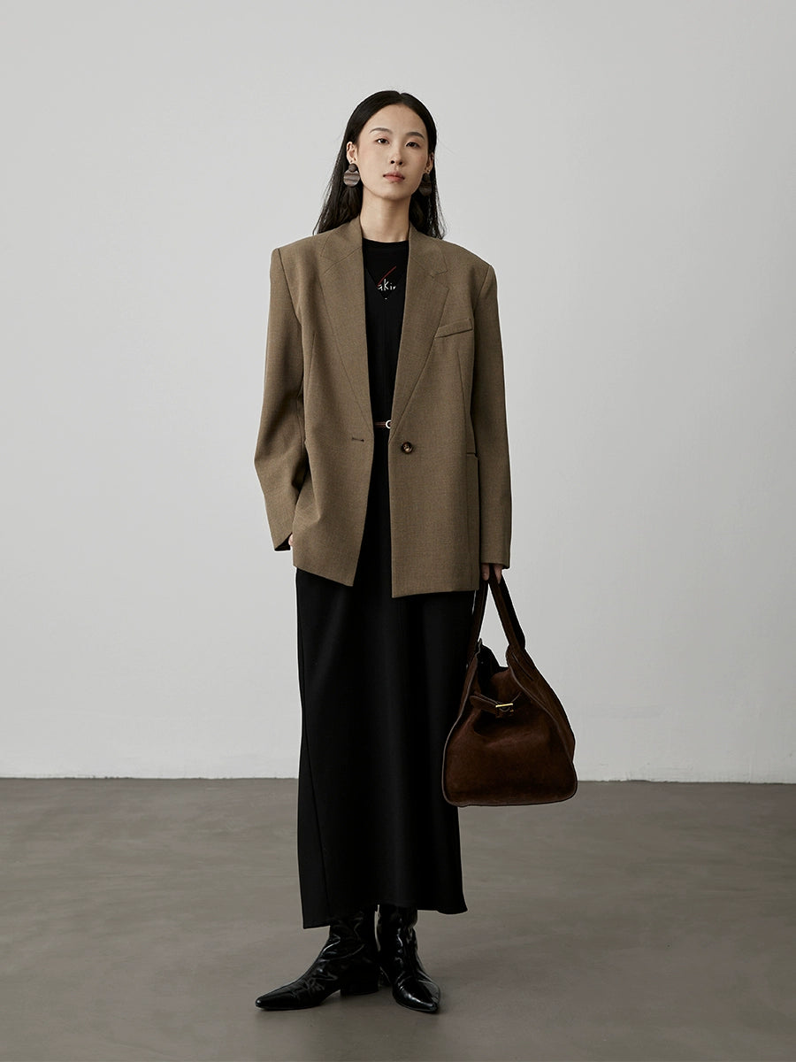 [Sculptural silhouette] CAREMIND loose V-neck vest dress sleeveless vest stacked atmosphere skirt