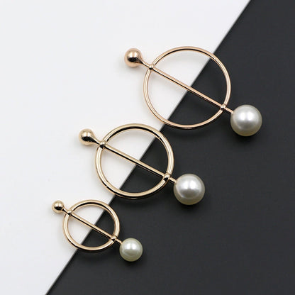 3529★ Versión coreana de moda con hebilla de anillo de metal, hebilla de alfiler de perla, abrigo, chaqueta, suéter, bufanda, accesorios, hebilla decorativa, hebilla de cinturón
