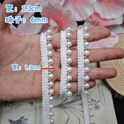 3714 Vestido de novia cheongsam con cuentas hecho a mano, encaje de perlas, accesorios de decoración de ropa DIY, cintas con cuentas Hanfu