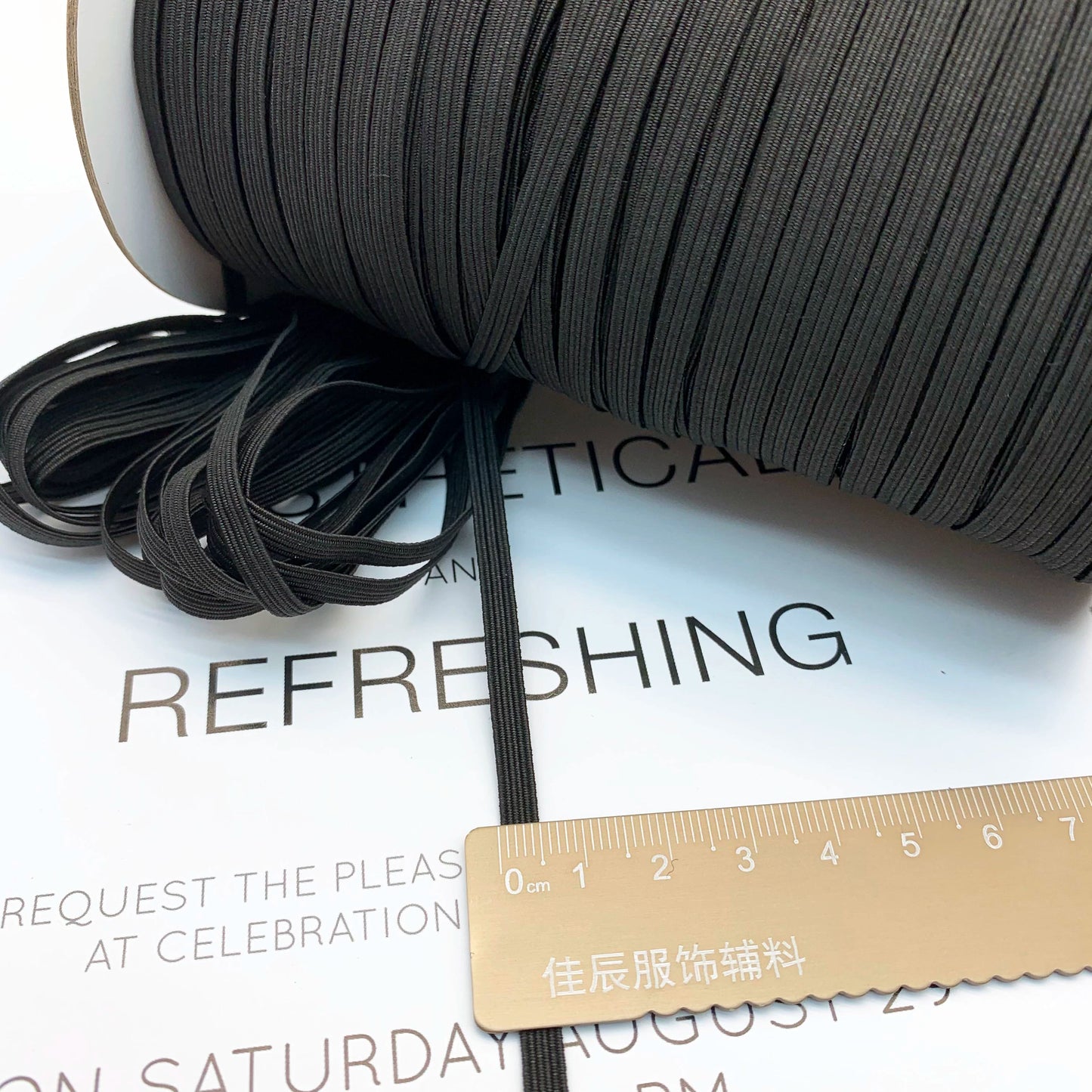 3867 3 mm 5 mm 6 mm 9 mm negro y blanco delgado plano estrecho alto elástico caballo banda elástica puños cintura banda de goma hebilla cuerda accesorios