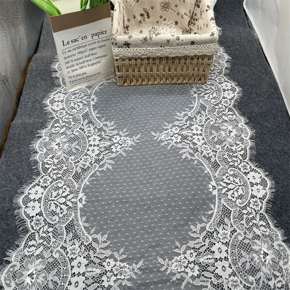 3740 Largeur 55 cm Haute Qualité Maille Fleur Unilatérale Cils Dentelle Mariage Châle Épissage Vêtements Accessoires