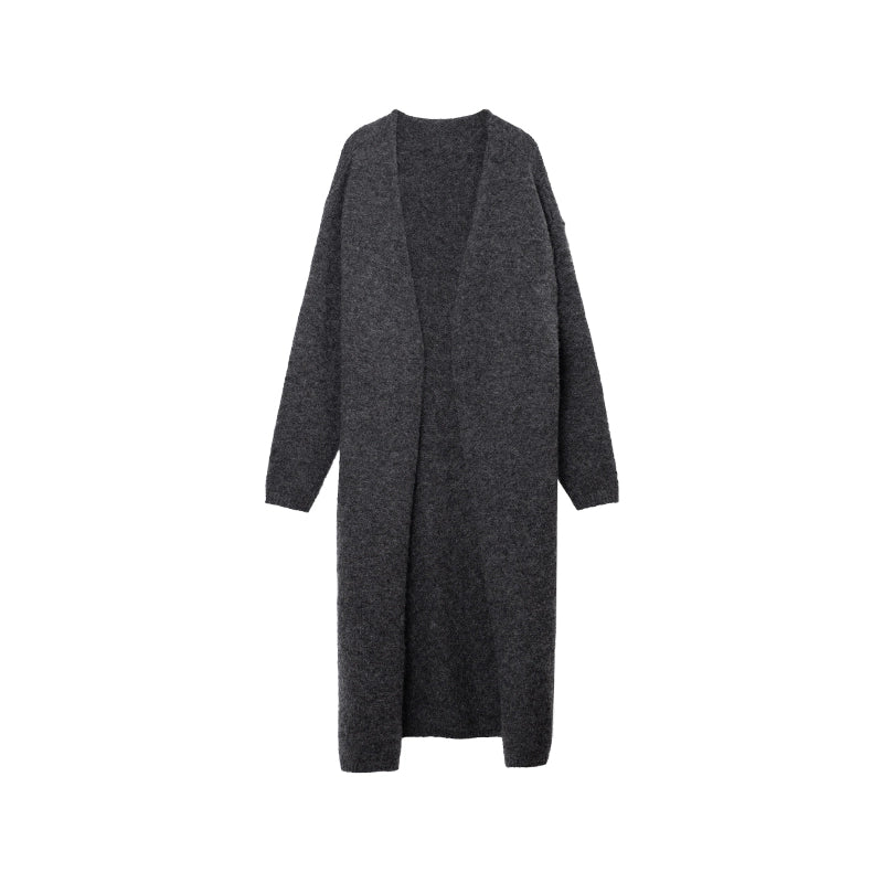 [Offre spéciale à durée limitée] Cardigan en mohair doux et ciré, veste pull longue avec gilet sans manches, ensemble deux pièces