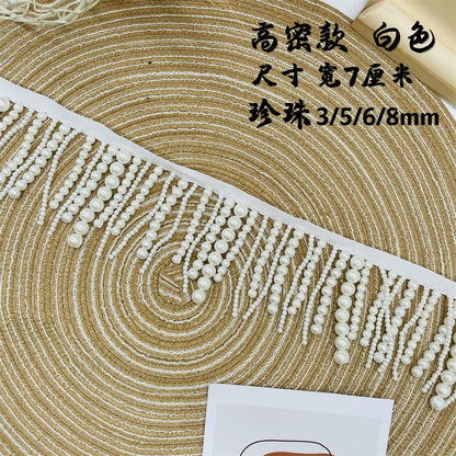 3697 Nuevas cuentas hechas a mano, cinta de encaje de perlas con flecos, colgante DIY, cinturón de encaje decorativo, accesorios de ropa de estilo étnico