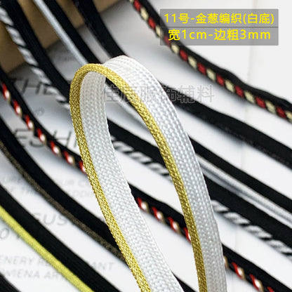 Cinta adhesiva de seda para niños, 1 cm, color dorado y plateado, para ribetes, ropa, textiles para el hogar, almohadas, etc.