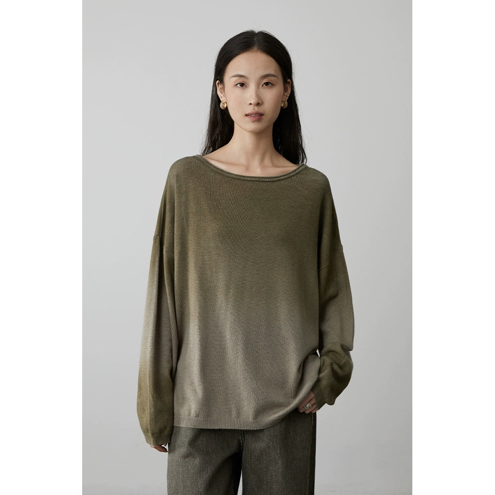 [Firmament] Suéter holgado y suave con diseño de inyección de tinta de cuatro colores con cambio gradual de CAREMIND para mujer 