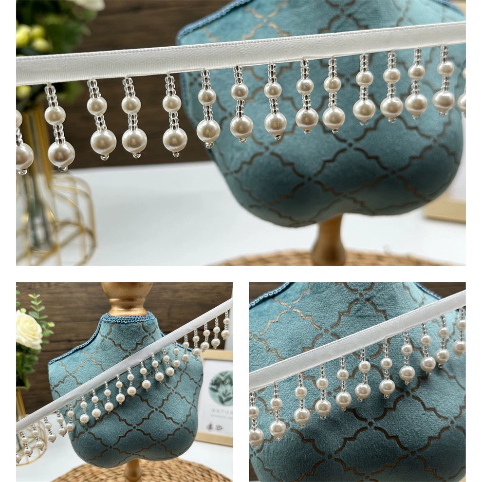 Colgante de perlas con flecos para ropa, de 3,5 cm de ancho y 3721 cm de largo, para uso industrial pesado, con encaje, ideal para decoración de textiles para el hogar, materiales hechos a mano.