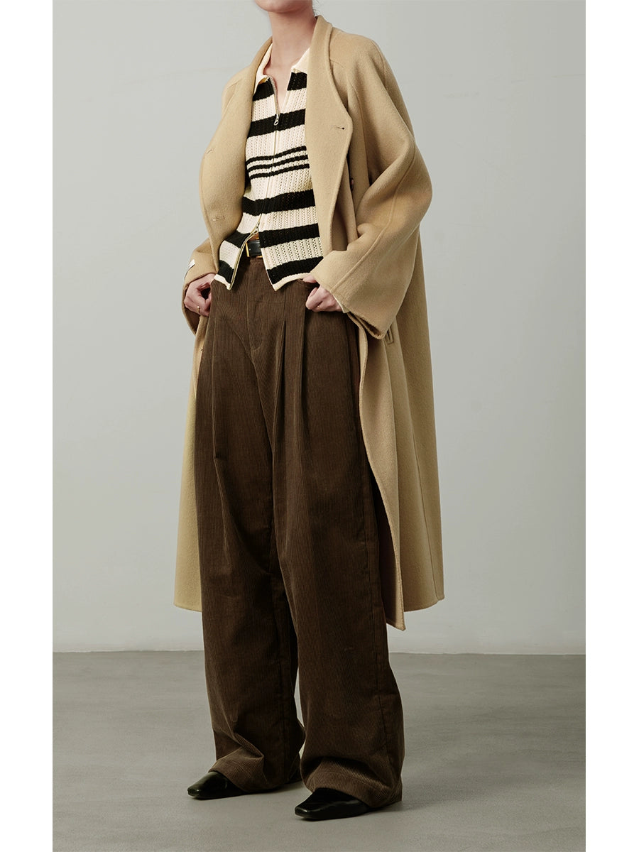 [Oferta especial por tiempo limitado] Pantalones rectos de pana de otoño e invierno, color caqui a rayas, pantalones casuales de cintura alta y delgados, viajes sencillos 