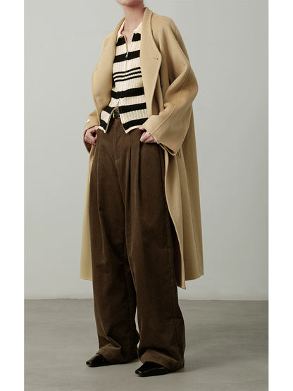 [Oferta especial por tiempo limitado] Pantalones rectos de pana de otoño e invierno, color caqui a rayas, pantalones casuales de cintura alta y delgados, viajes sencillos 