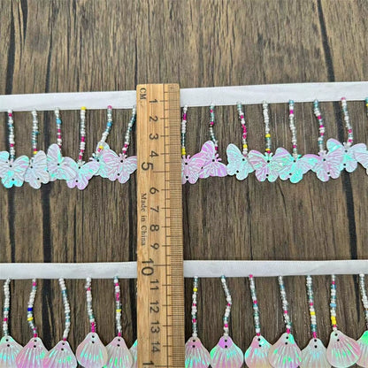 3701 Exportación, accesorios de encaje con cuentas y flecos de lentejuelas, tela para cortinas, bricolaje, decoración de encaje con cuentas hecha a mano