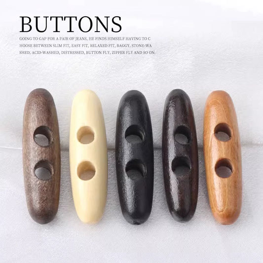 3262★  High-end wood button coat sweater trench coat woolen temperament horn buckle olive buckle natural wood buckle