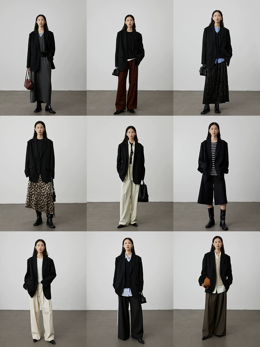 [Caballero negro] Traje de viaje retro premium con etiqueta negra de CAREMIND 100 % acetato 