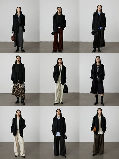 [Caballero negro] Traje de viaje retro premium con etiqueta negra de CAREMIND 100 % acetato 