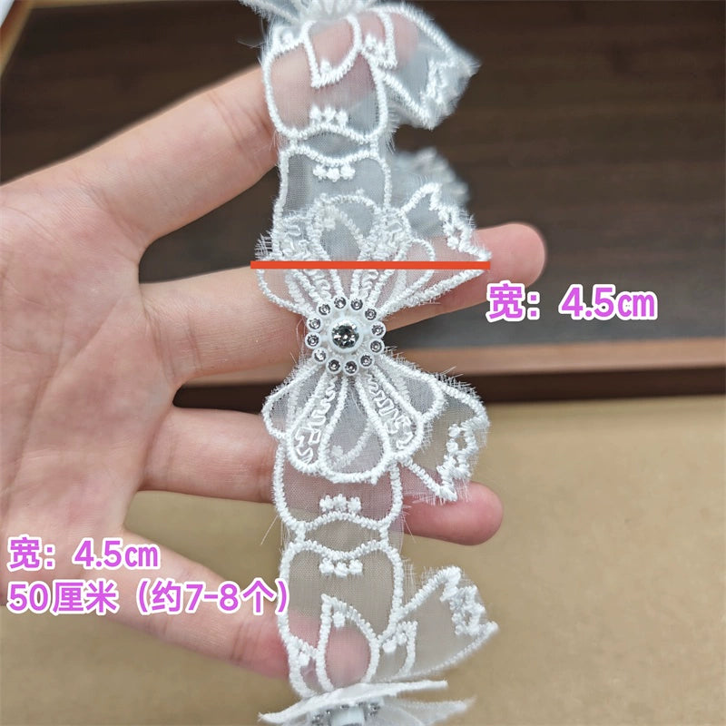 3663★ Bordado de organza de alta calidad, cuentas tridimensionales, accesorios de encaje de mariposa de doble capa, materiales de joyería de boda DIY