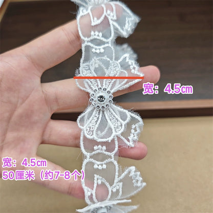 3663★ Bordado de organza de alta calidad, cuentas tridimensionales, accesorios de encaje de mariposa de doble capa, materiales de joyería de boda DIY