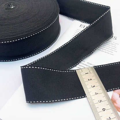 3862 Punto 0,7 cm-4 cm, cinta jacquard negra, cinta de punto de salto blanca, ribete en el borde del pantalón, tira lateral, accesorios de ropa