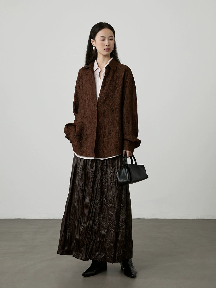 [Estética china] Camisa de alta gama de manga larga para viajeros con textura antiarrugas de alta calidad y tres colores CAREMIND