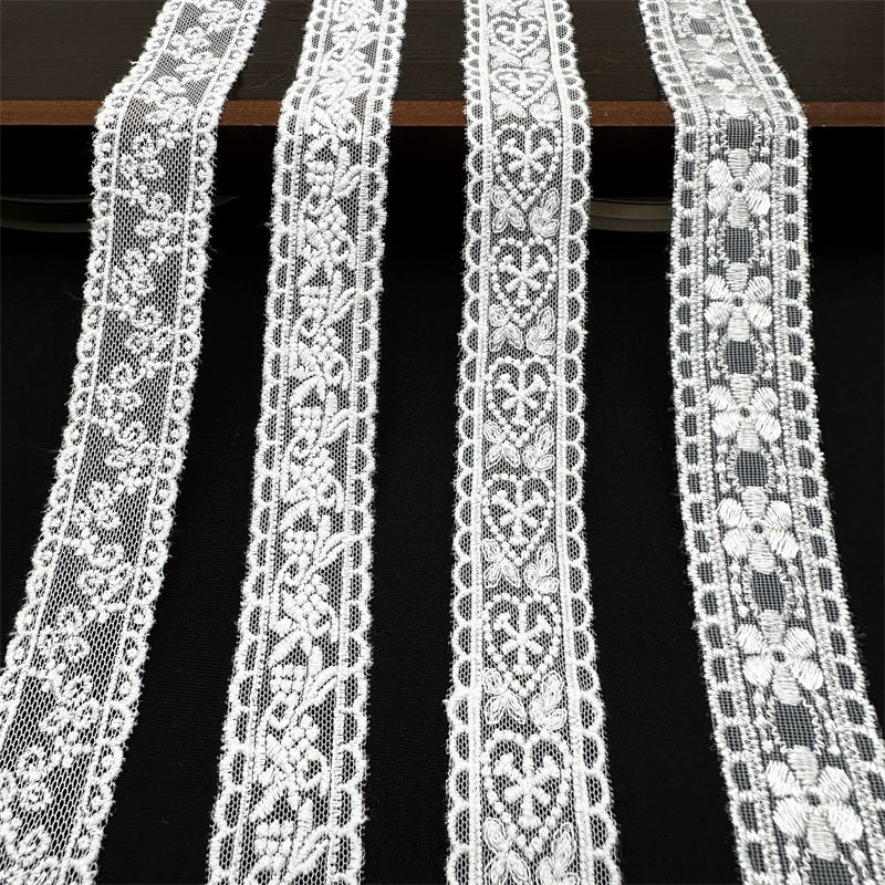 3826 Accesorios de bordado de malla con borde de encaje bilateral, encaje de algodón puro hecho a mano, accesorios para el cabello, ropa, falda, cinturón de encaje