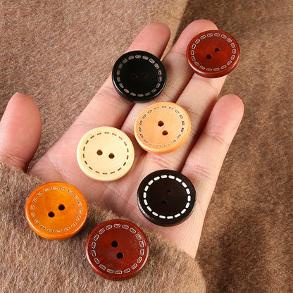 3367★  Round wooden two-eyed clothes decorative buttons men's and women's coats trench coats sweaters tops buttons high-end buttons