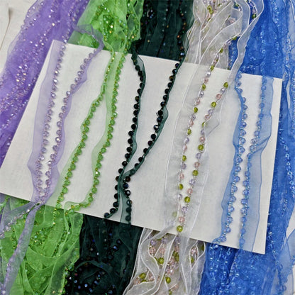 3726 Largeur 1,2 cm Nouvelle couleur Maille Cristal Perles Dentelle Accessoires, Fait Main DIY Vêtements Bordure Accessoires