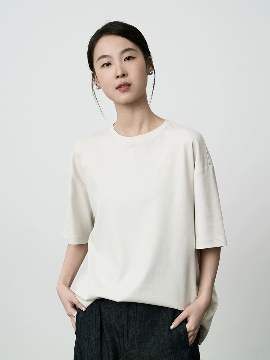 CAREMIND2024 nueva blusa básica de manga corta, holgada y fina, de seis colores, con cuello redondo y mangas cortas para mujer 