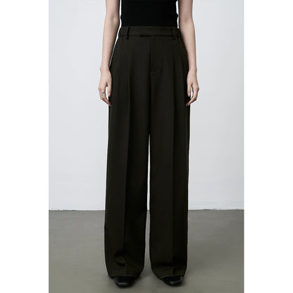 CAREMIND pantalones de traje de cintura alta con caída de dinero viejo, pantalones de pierna ancha, pantalones casuales sueltos de temperamento 