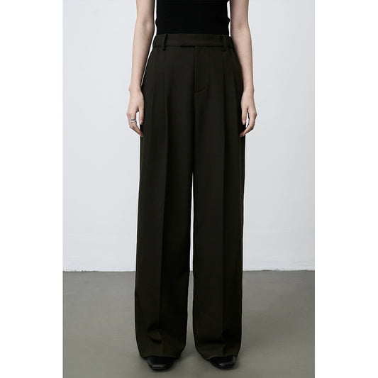 CAREMIND pantalones de traje de cintura alta con caída de dinero viejo, pantalones de pierna ancha, pantalones casuales sueltos de temperamento 