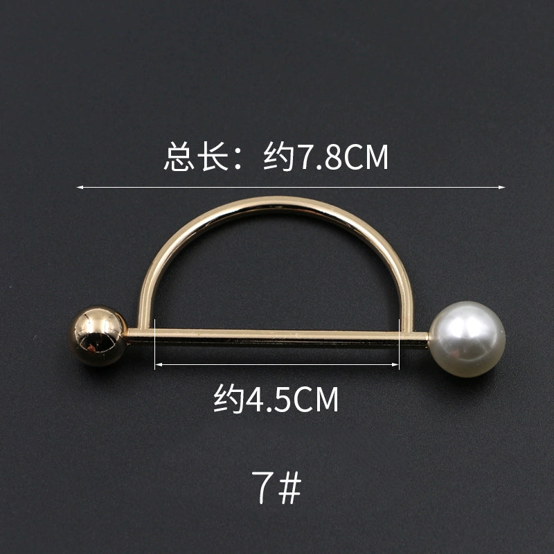 3529★ Versión coreana de moda con hebilla de anillo de metal, hebilla de alfiler de perla, abrigo, chaqueta, suéter, bufanda, accesorios, hebilla decorativa, hebilla de cinturón