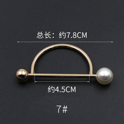3529★ Versión coreana de moda con hebilla de anillo de metal, hebilla de alfiler de perla, abrigo, chaqueta, suéter, bufanda, accesorios, hebilla decorativa, hebilla de cinturón