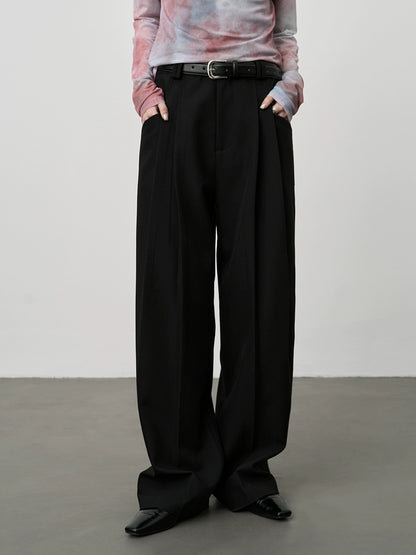 Traje de café gris temperamento CAREMIND, blazer minimalista sin cuello, pantalones rectos colgantes 