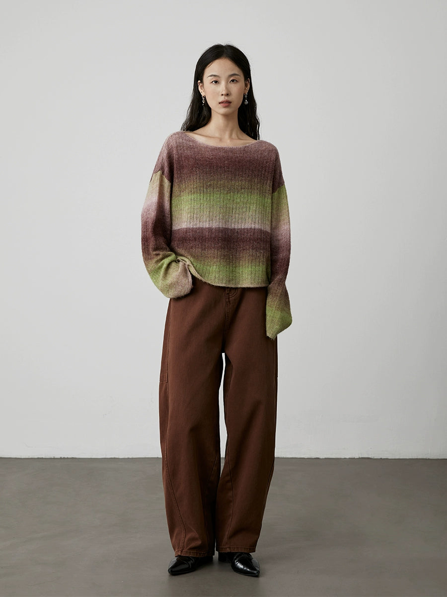 [Succulent grapes] CAREMIND soft mist feeling gradual change sweater loose short soft skin-friendly knitted top women