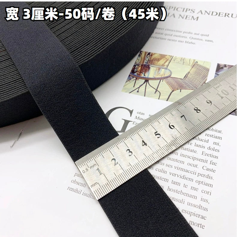 3869 1-3,8 cm banda elástica de nailon puro engrosada de gamuza negra, accesorios de alta elasticidad, cinturilla deportiva de yoga, cuerda de goma