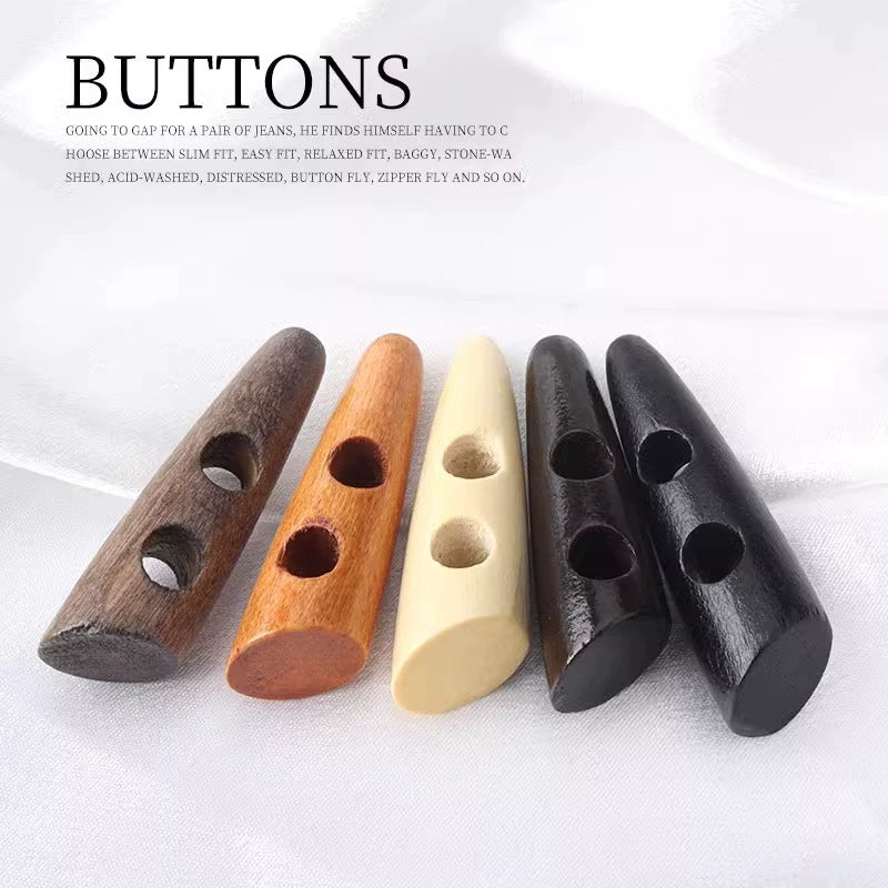 3267★  Wooden horn buckle children's coat button versatile coat sweater wood olive buckle cotton coat croissant button accessories