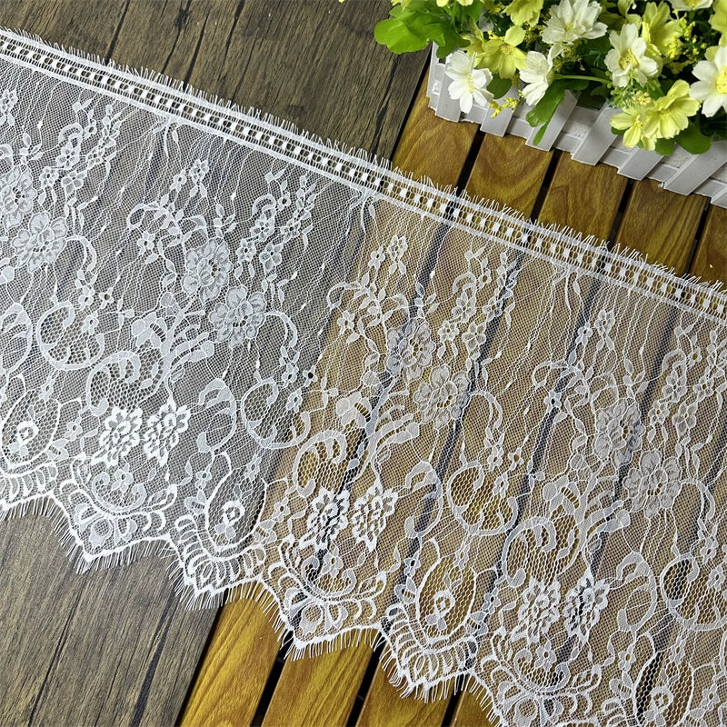 3768 Ancho 35CM Malla unilateral Encaje Flor Borde de pestañas Ropa Vestido de novia Ropa de cama para el hogar Decoración Material de empalme