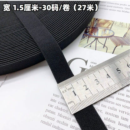 3869 1-3,8 cm banda elástica de nailon puro engrosada de gamuza negra, accesorios de alta elasticidad, cinturilla deportiva de yoga, cuerda de goma