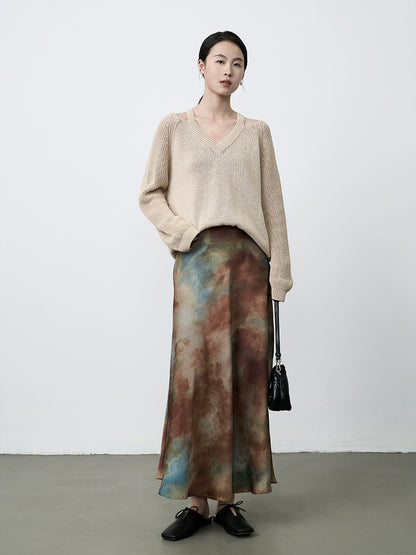 Suéter de punto con temperamento de clavícula y hombros ajustados de CAREMIND, top relajado y holgado para principios de primavera 