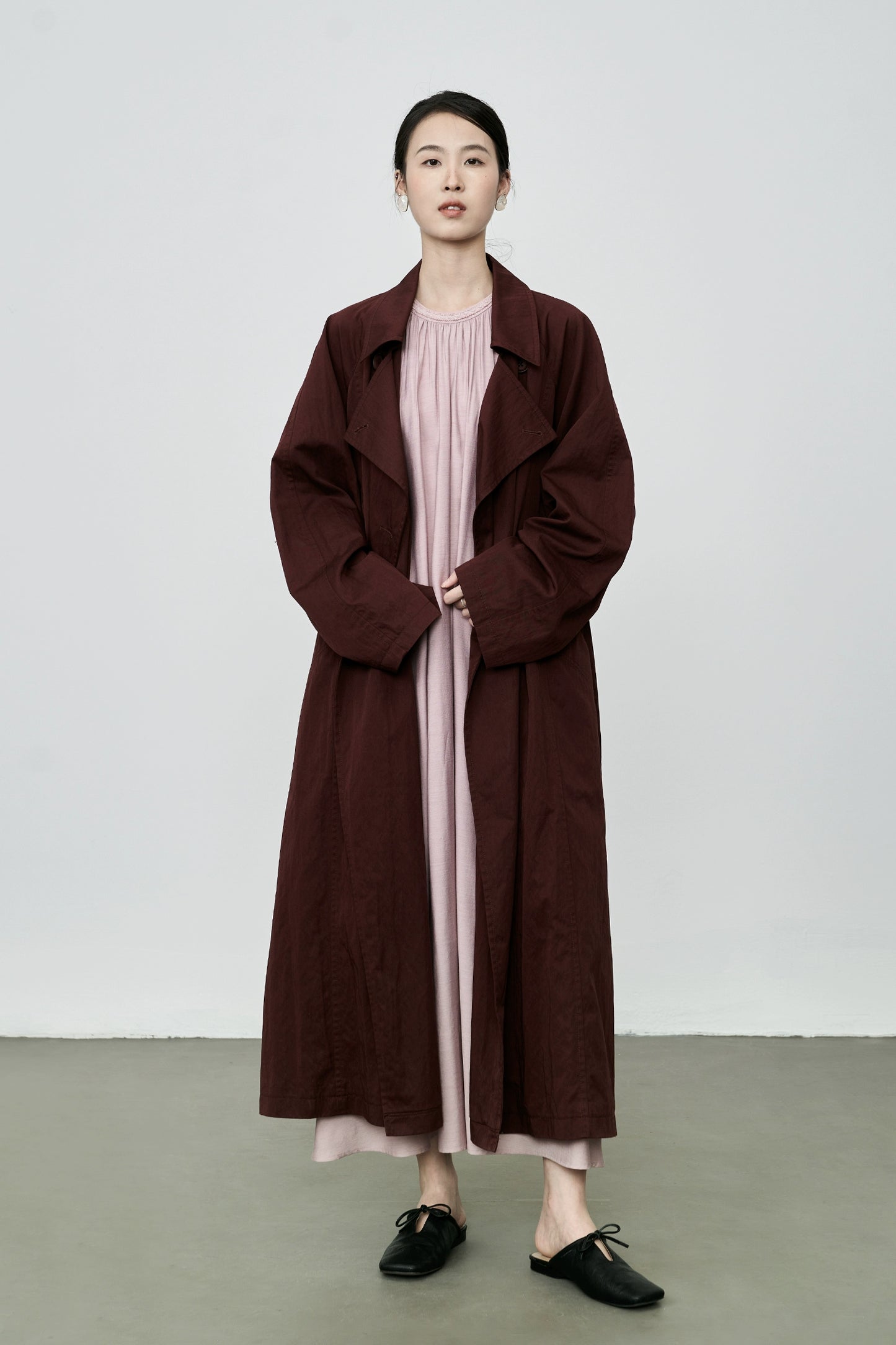 CAREMIND temperamento café rojo silueta minimalista antiarrugas gabardina abrigo largo estilo retro británico 