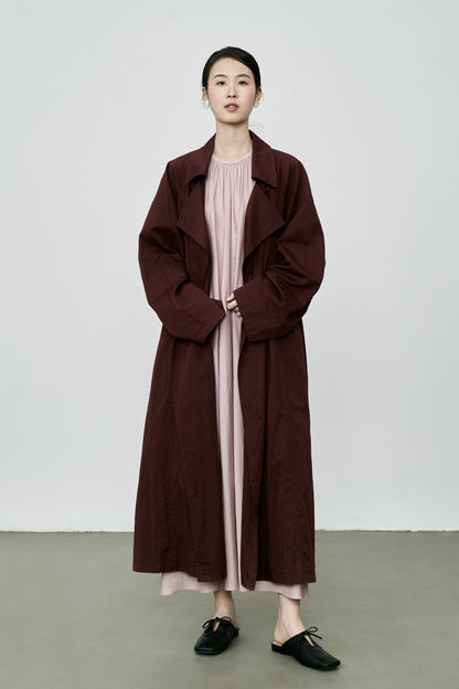 CAREMIND temperamento café rojo silueta minimalista antiarrugas gabardina abrigo largo estilo retro británico 