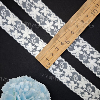 3814 Encaje simple de alta calidad para dobladillo de algodón, bordado de hilo de algodón, para manualidades, ropa, falda, empalme, materiales de boda, accesorios decorativos